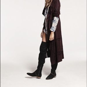 Free people over knee leather suede Gandeur boots